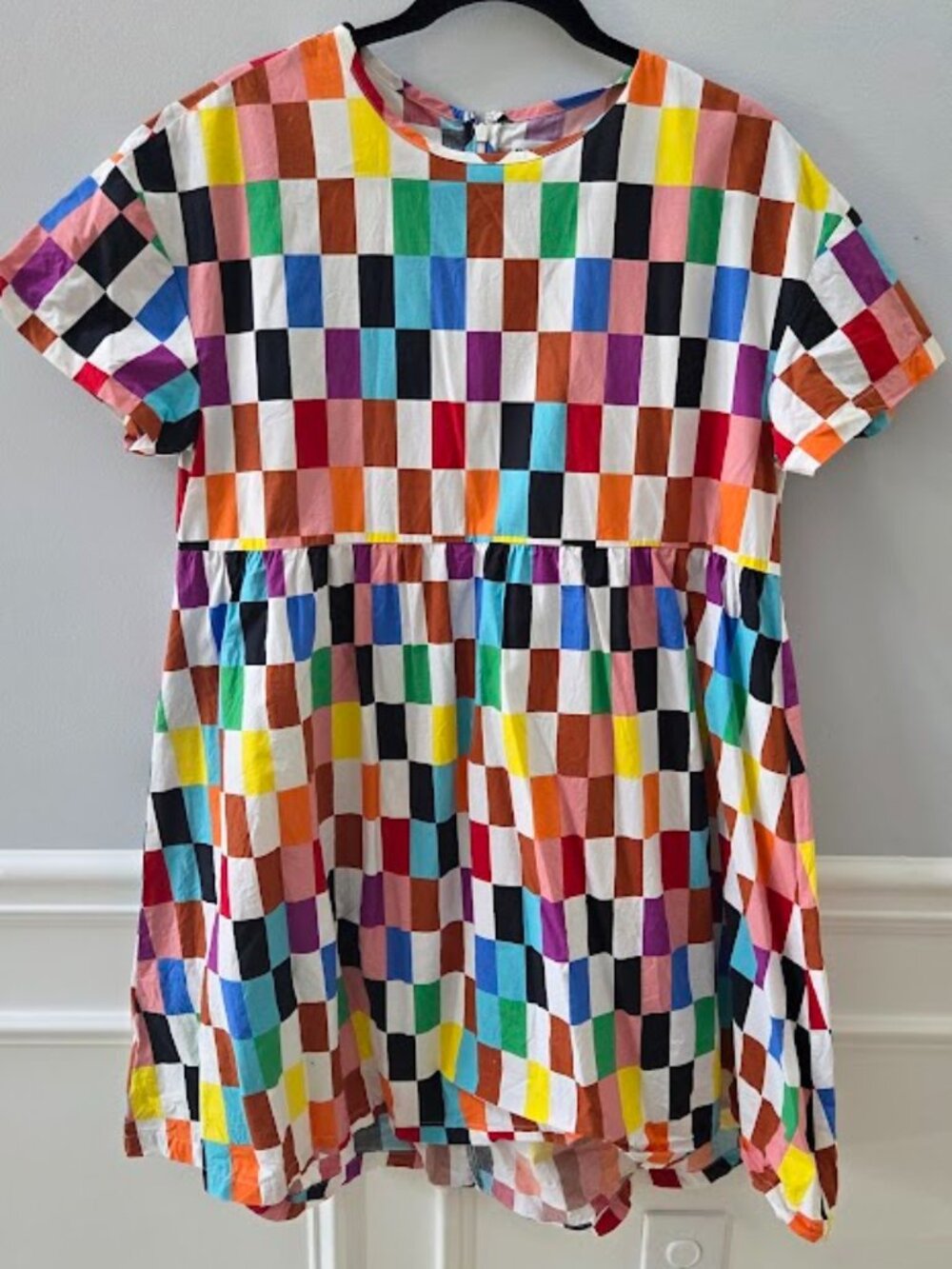 Rainbow Checker Print Dress Pride